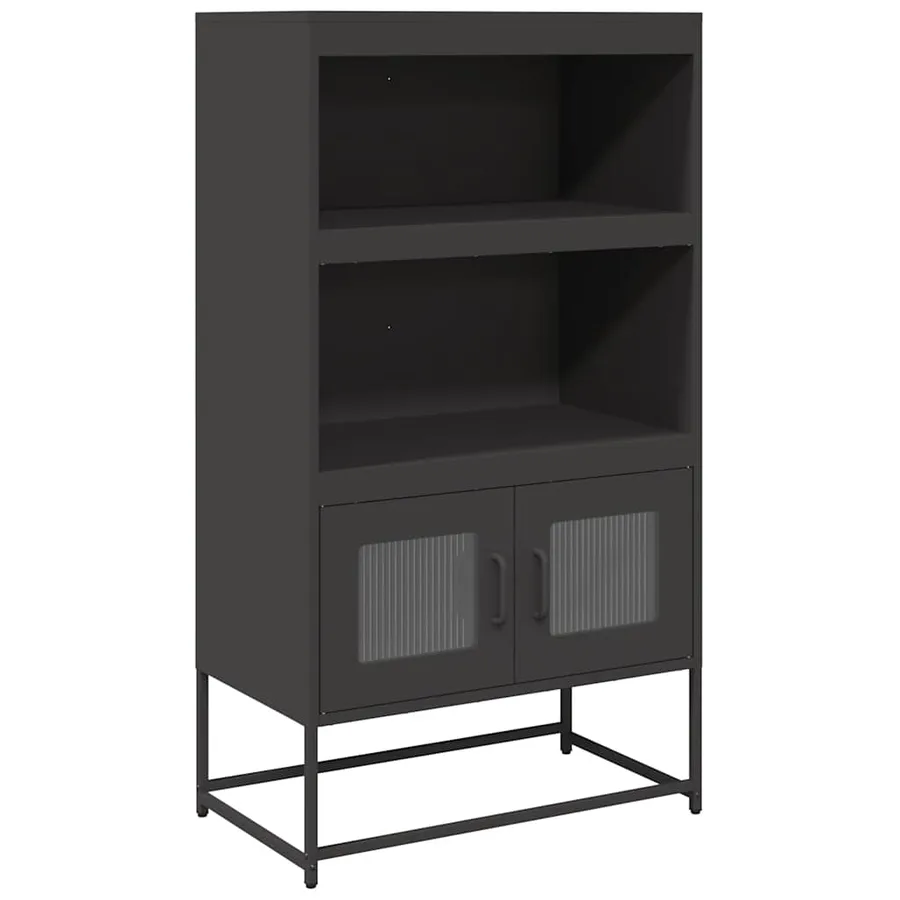 Buffet haut noir 68x39x123 cm acier - 2