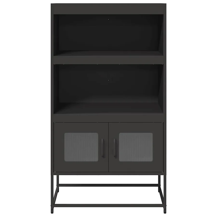 Buffet haut noir 68x39x123 cm acier - 5