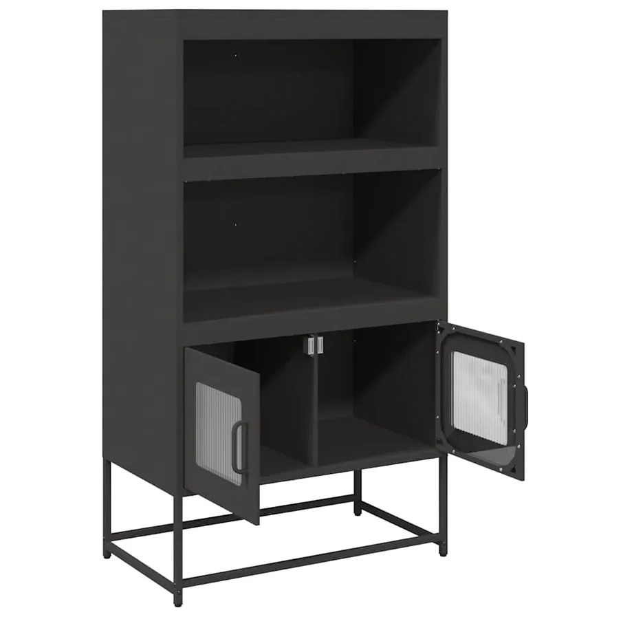 Buffet haut noir 68x39x123 cm acier - 6