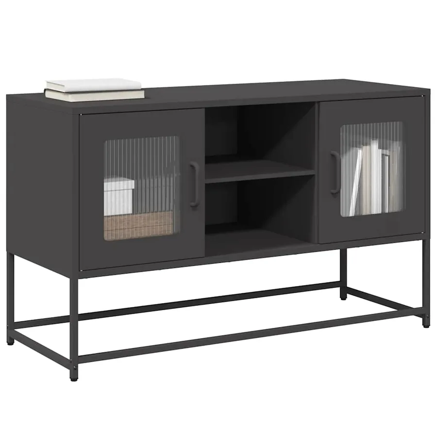 Meuble TV noir 100,5x39x60,5 cm acier