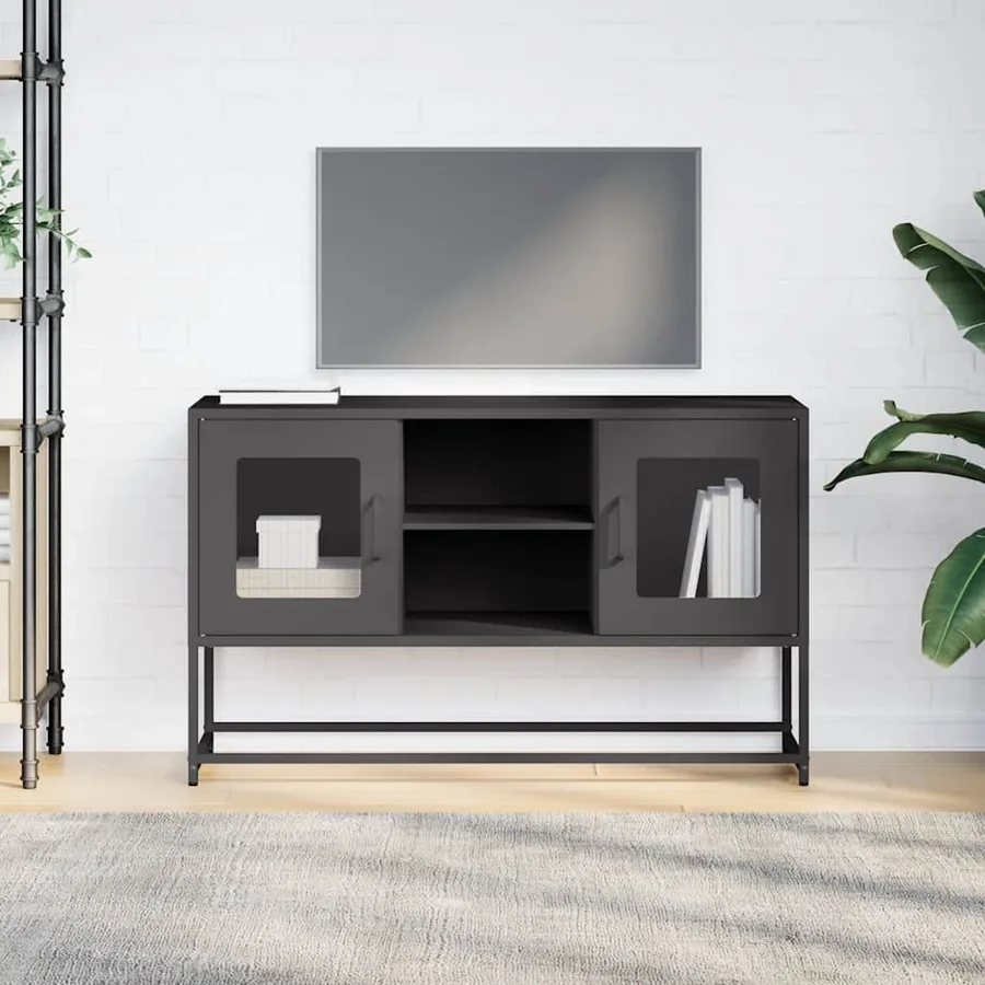 Meuble TV noir 100,5x39x60,5 cm acier - 3