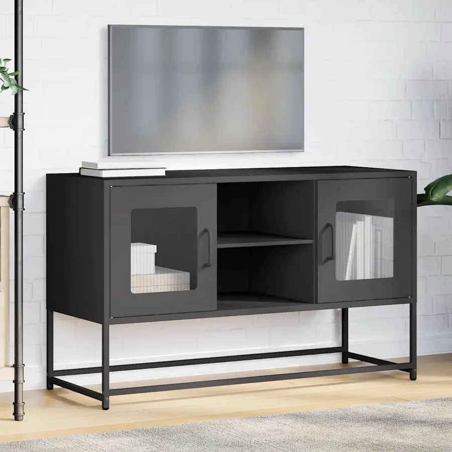 Meuble TV noir 100,5x39x60,5 cm acier - 4