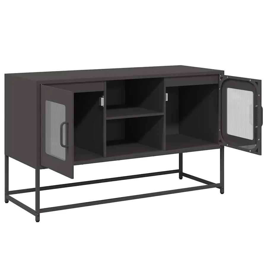 Meuble TV noir 100,5x39x60,5 cm acier - 6