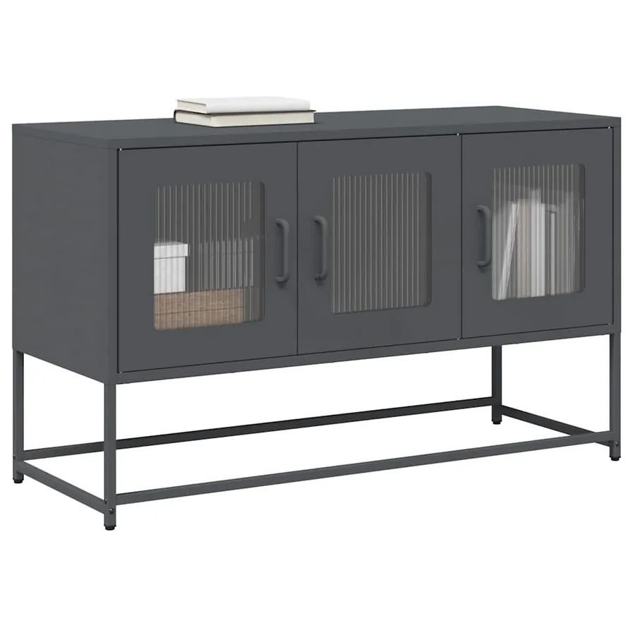 Meuble TV anthracite 100,5x39x60,5 cm acier laminé à froid