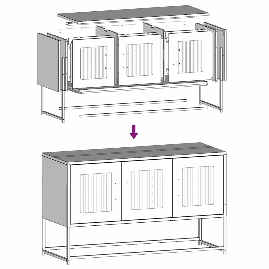 Meuble TV anthracite 100,5x39x60,5 cm acier laminé à froid - 12