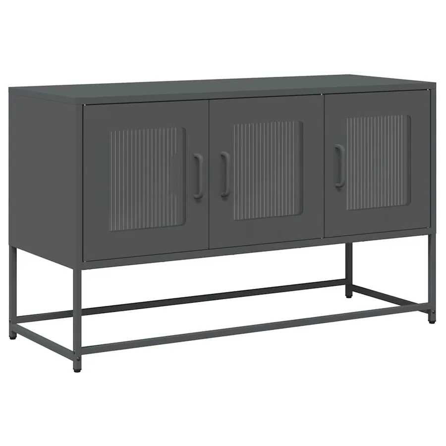 Meuble TV anthracite 100,5x39x60,5 cm acier laminé à froid - 2