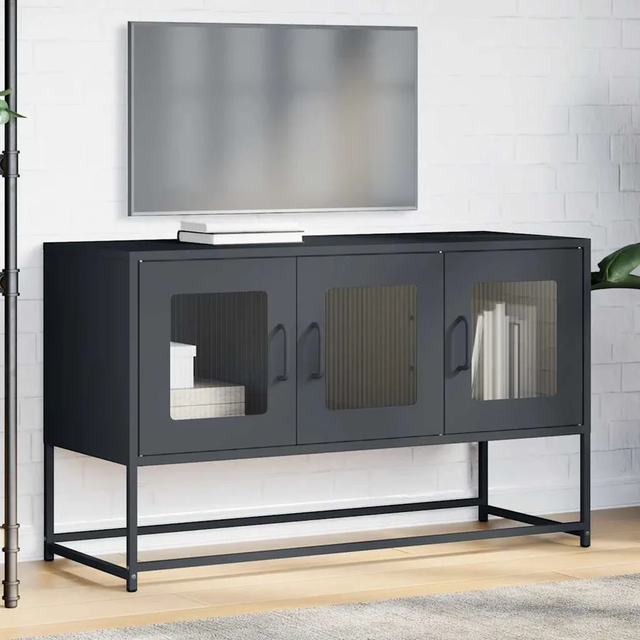 Meuble TV anthracite 100,5x39x60,5 cm acier laminé à froid - 3