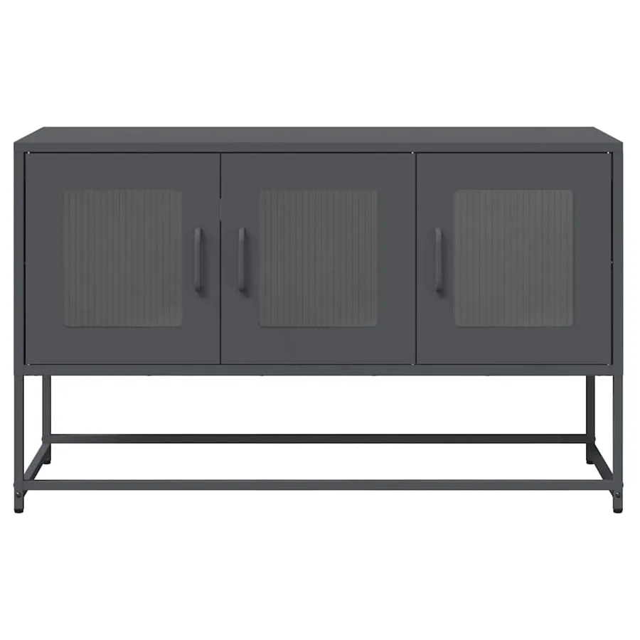 Meuble TV anthracite 100,5x39x60,5 cm acier laminé à froid - 5