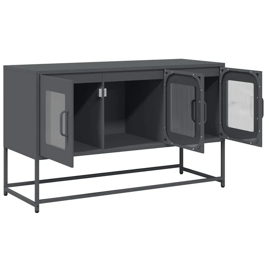Meuble TV anthracite 100,5x39x60,5 cm acier laminé à froid - 7
