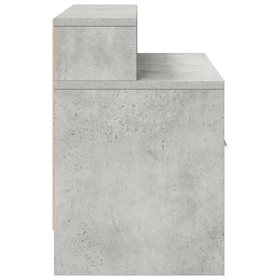 Table de chevet avec tiroir gris béton 51x31x47 cm - 6