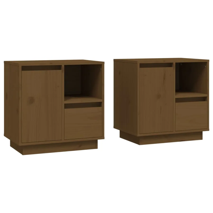 Tables de chevet 2pcs Marron miel 50x34x50cm Bois de pin massif - 2