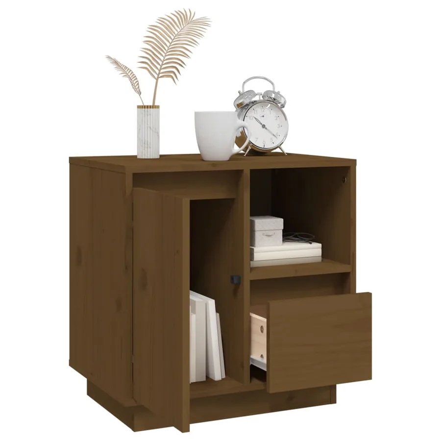 Tables de chevet 2pcs Marron miel 50x34x50cm Bois de pin massif - 6