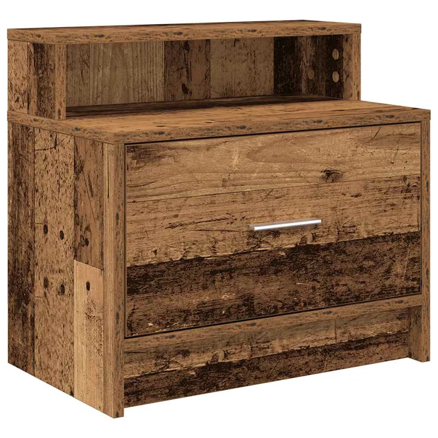 Tables de chevet avec tiroir 2 pcs vieux bois 51x31x47 cm - 6