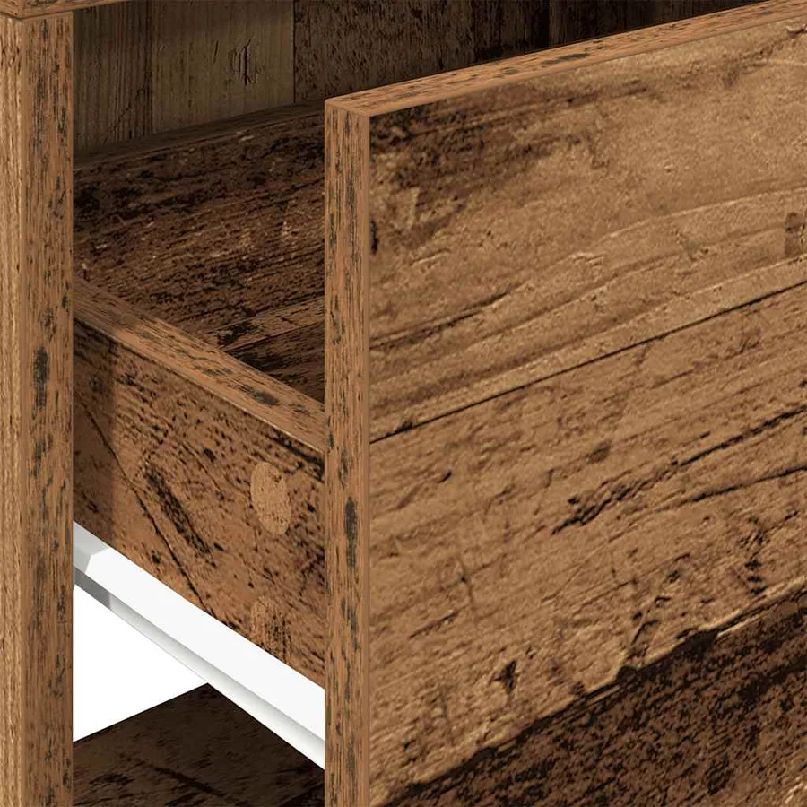 Tables de chevet avec tiroir 2 pcs vieux bois 51x31x47 cm - 9