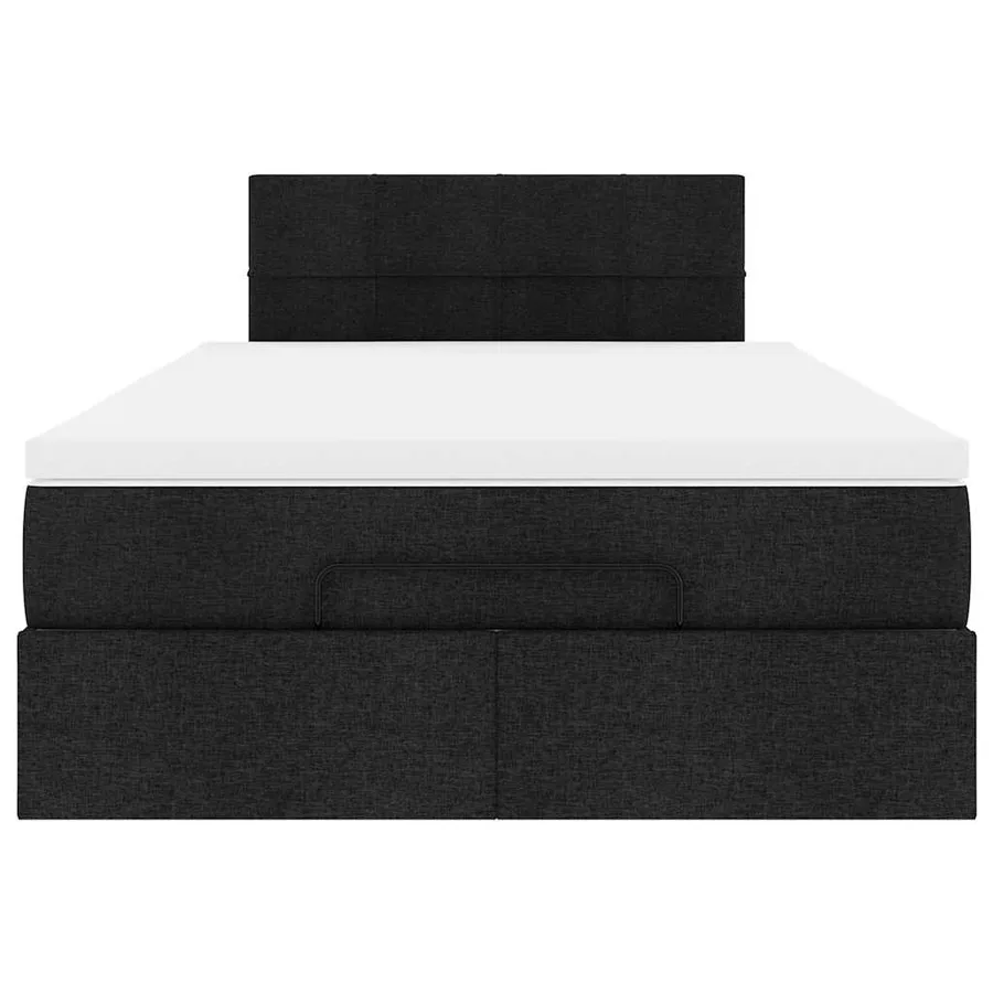 Lit ottoman avec matelas noir 120x200 cm tissu - 7