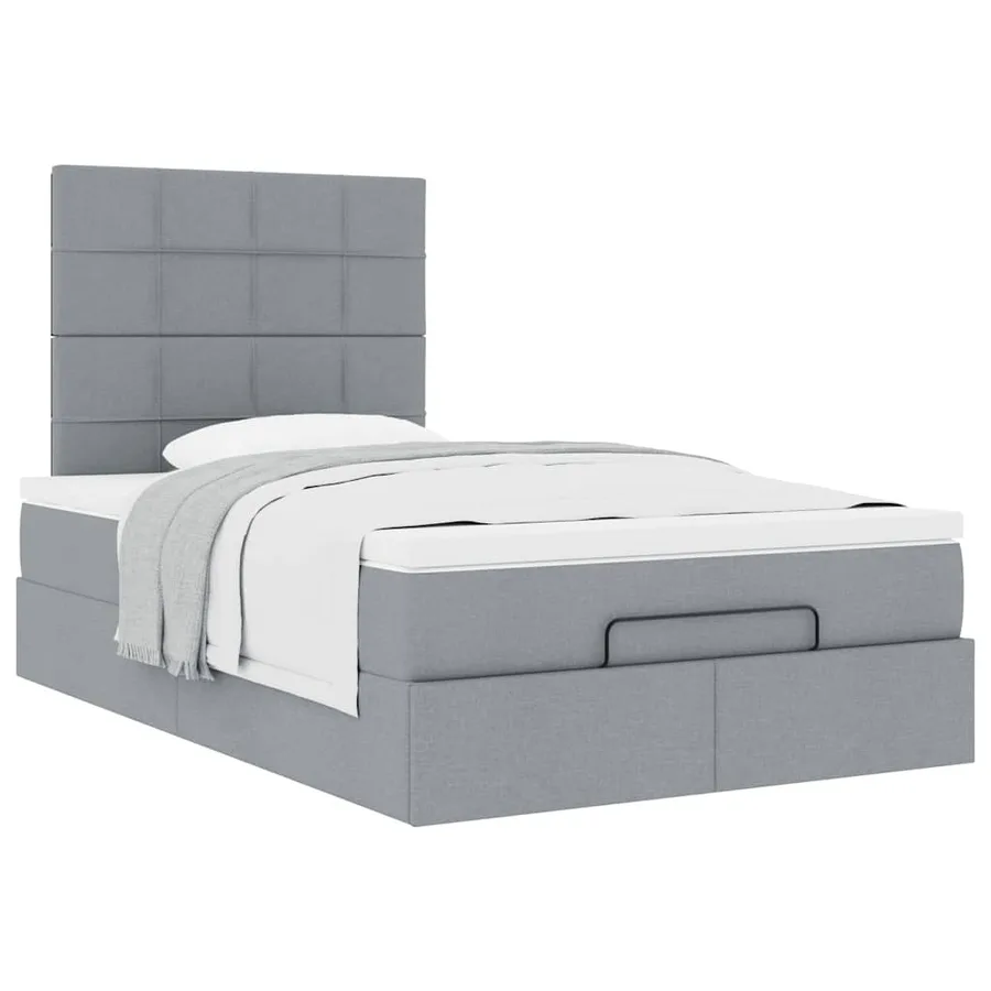 Cadre de lit ottoman et matelas gris clair 120x200 cm tissu - 5