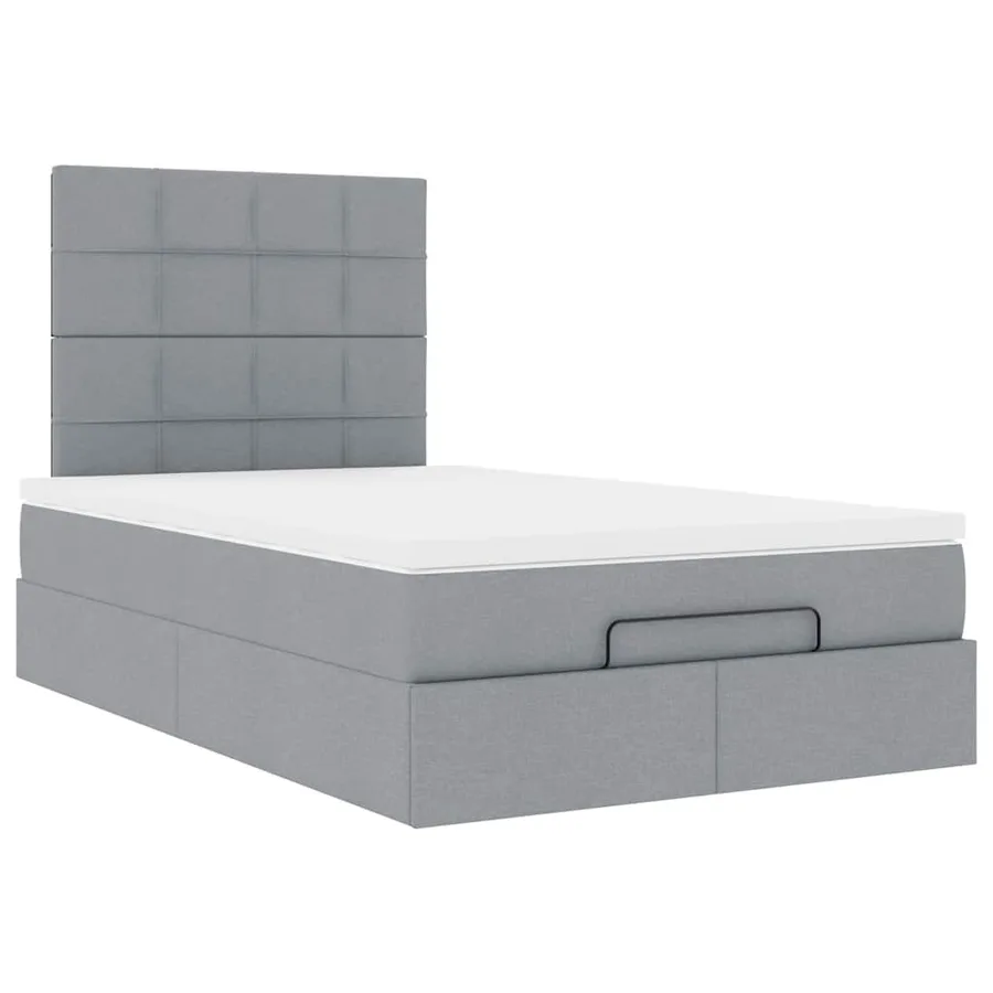 Cadre de lit ottoman et matelas gris clair 120x200 cm tissu - 6