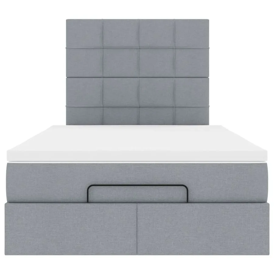 Cadre de lit ottoman et matelas gris clair 120x200 cm tissu - 7