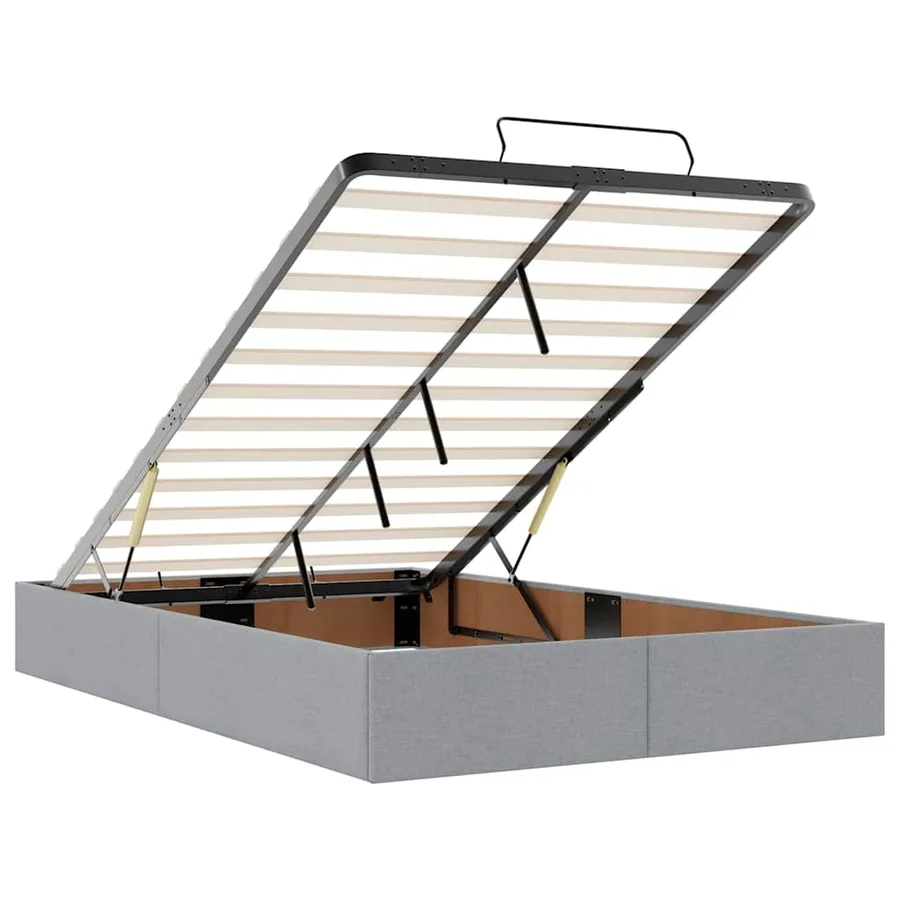 Lit ottoman avec matelas gris clair 120x200 cm tissu - 13