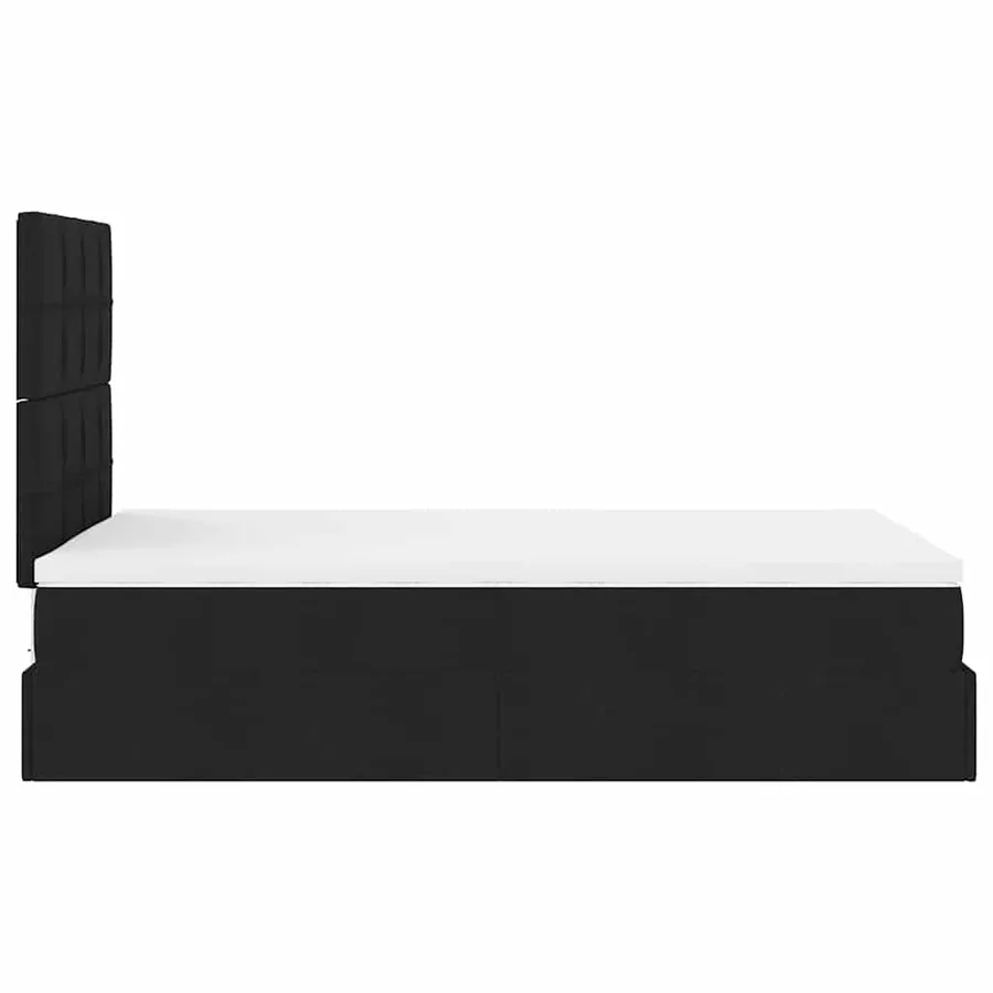 Cadre de lit ottoman avec matelas noir 120x200cm tissu - 11