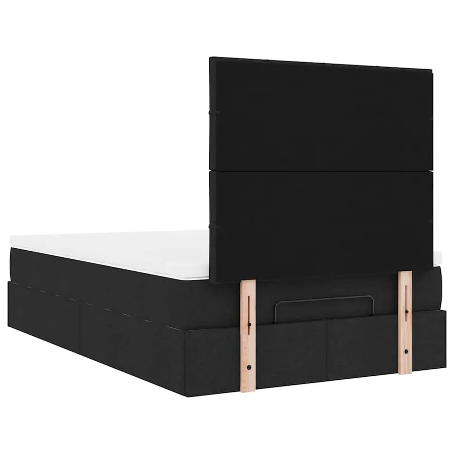 Cadre de lit ottoman avec matelas noir 120x200cm tissu - 12