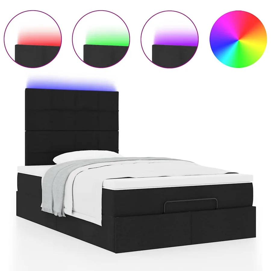 Cadre de lit ottoman avec matelas noir 120x200cm tissu - 5
