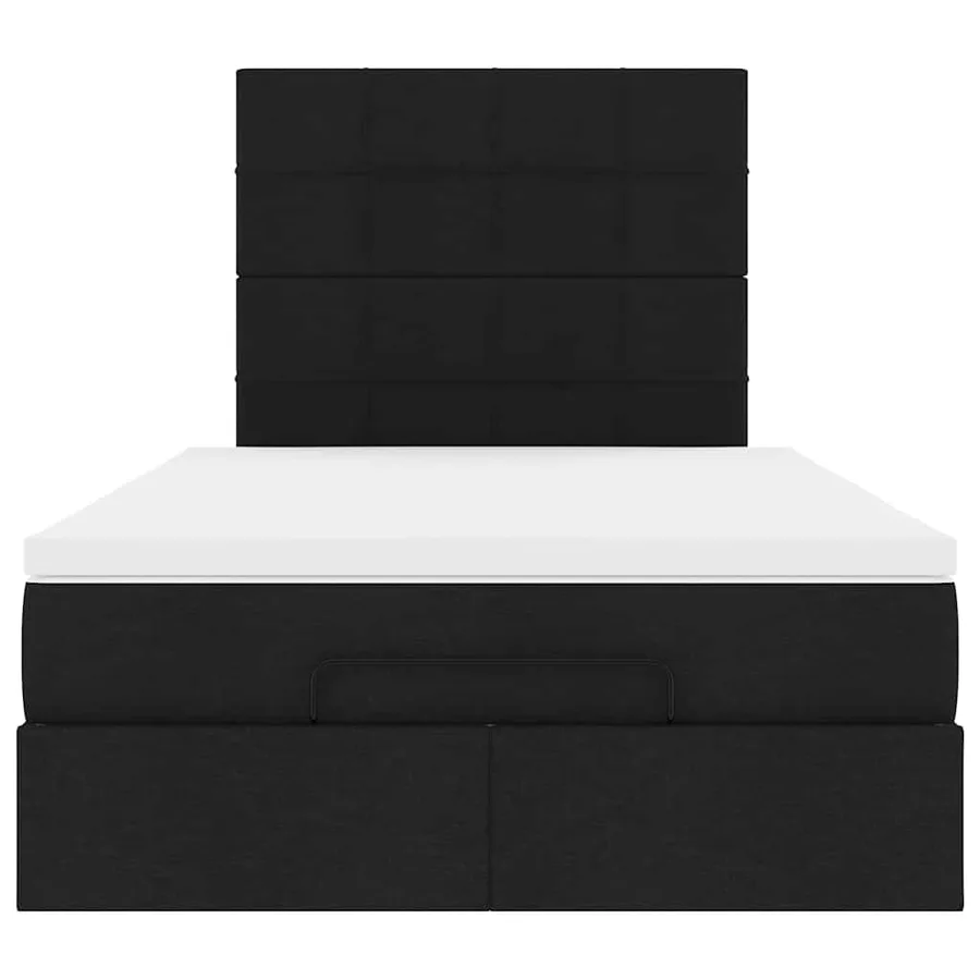 Cadre de lit ottoman avec matelas noir 120x200cm tissu - 8