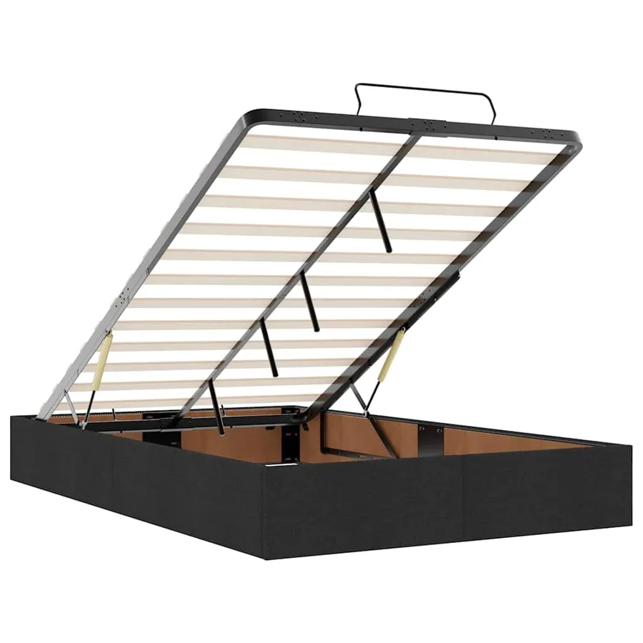 Lit ottoman avec matelas noir 120x200 cm tissu - 13