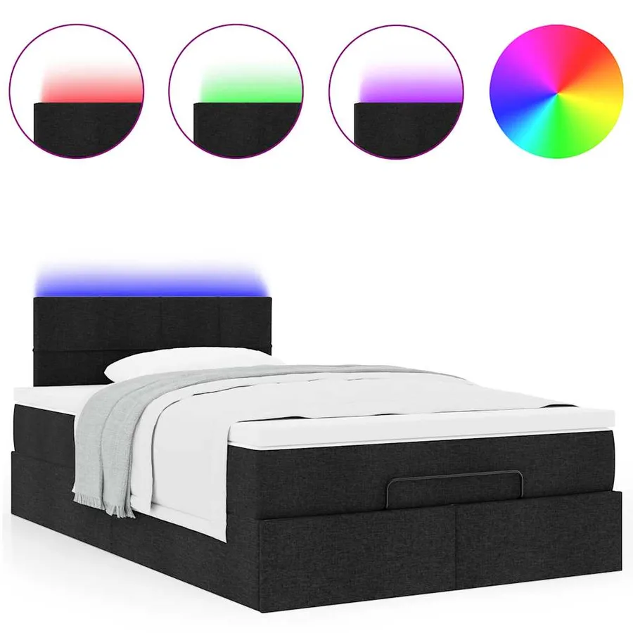 Lit ottoman avec matelas noir 120x200 cm tissu - 5
