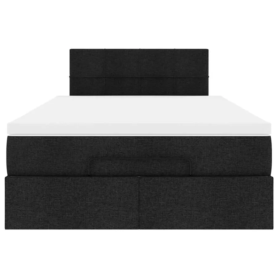 Lit ottoman avec matelas noir 120x200 cm tissu - 8