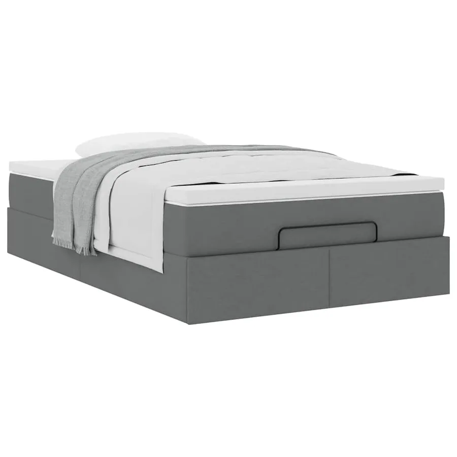 Cadre de lit ottoman avec matelas gris foncé 120x200cm tissu - 5