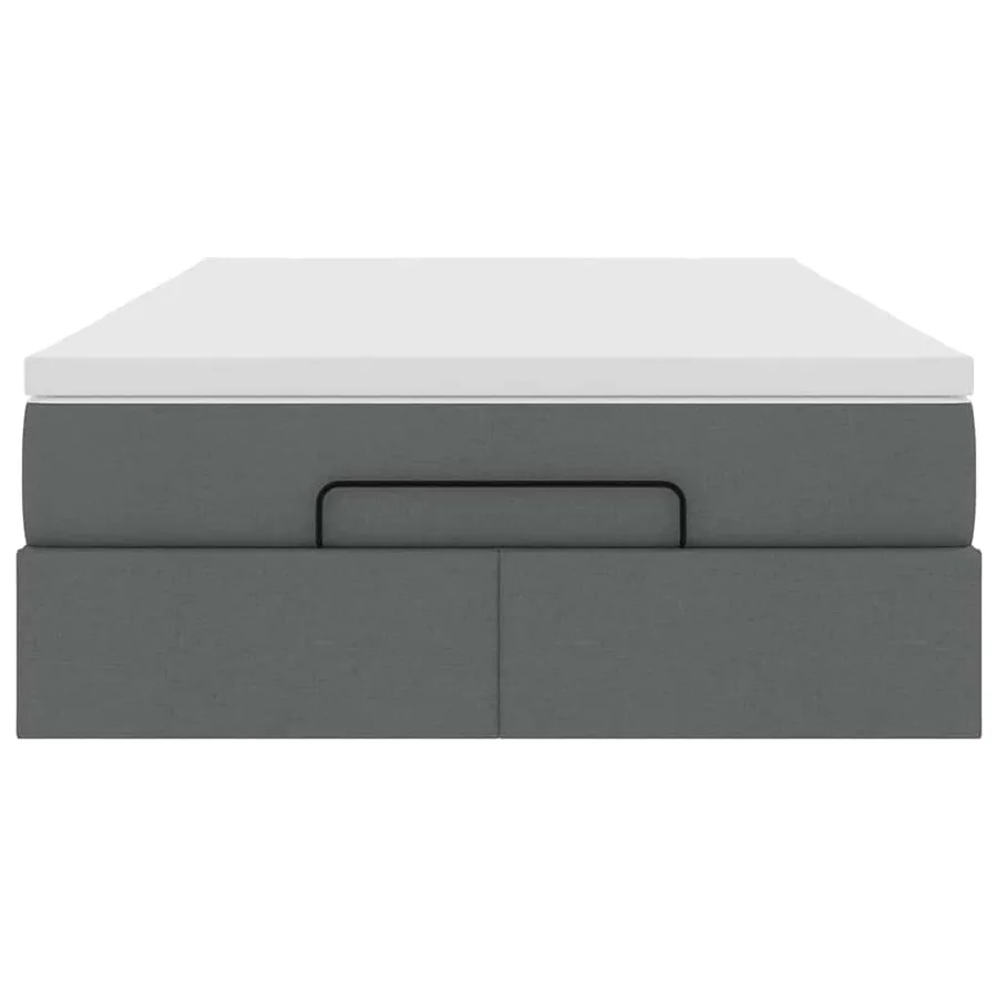 Cadre de lit ottoman avec matelas gris foncé 120x200cm tissu - 7