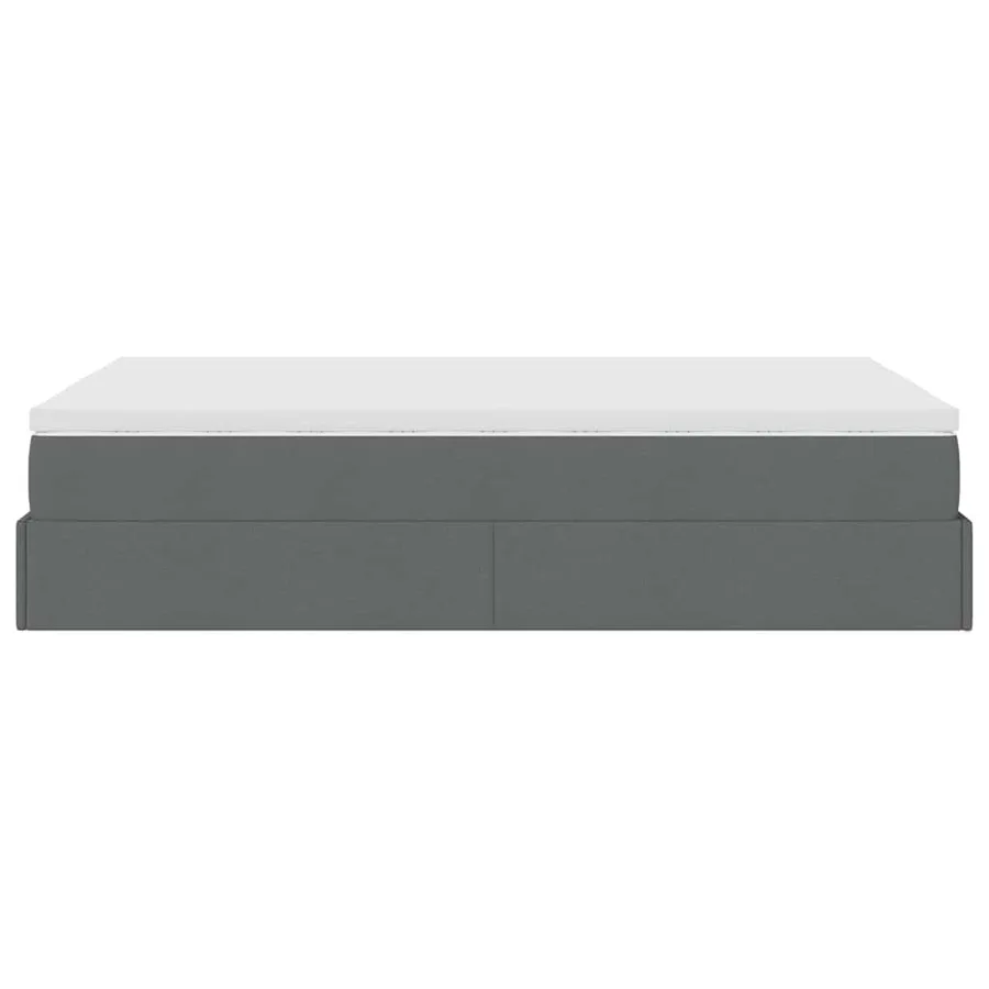 Cadre de lit ottoman avec matelas gris foncé 120x200cm tissu - 9