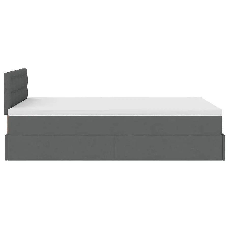 Lit ottoman avec matelas et LED gris foncé 120x200 cm tissu - 11