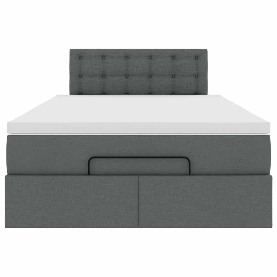 Lit ottoman avec matelas et LED gris foncé 120x200 cm tissu - 8