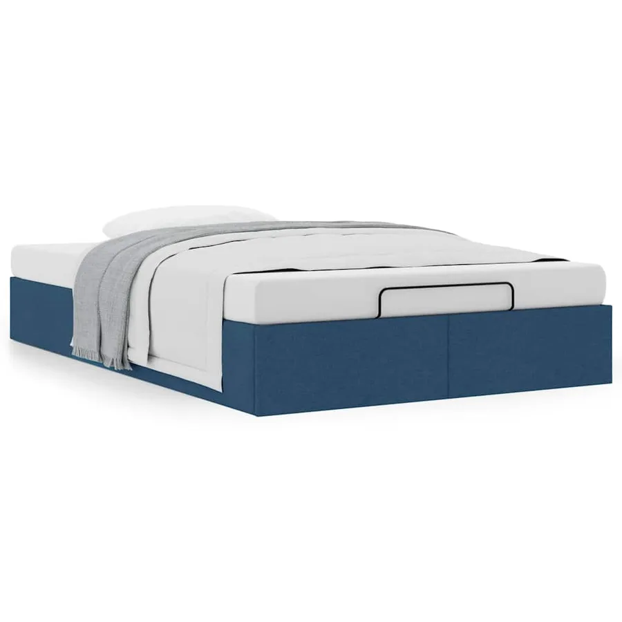 Cadre de lit ottoman sans matelas bleu 120x200 cm tissu - 4