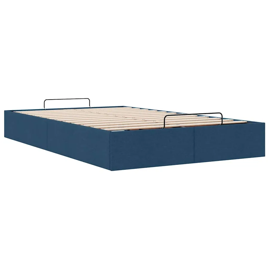 Cadre de lit ottoman sans matelas bleu 120x200 cm tissu - 6
