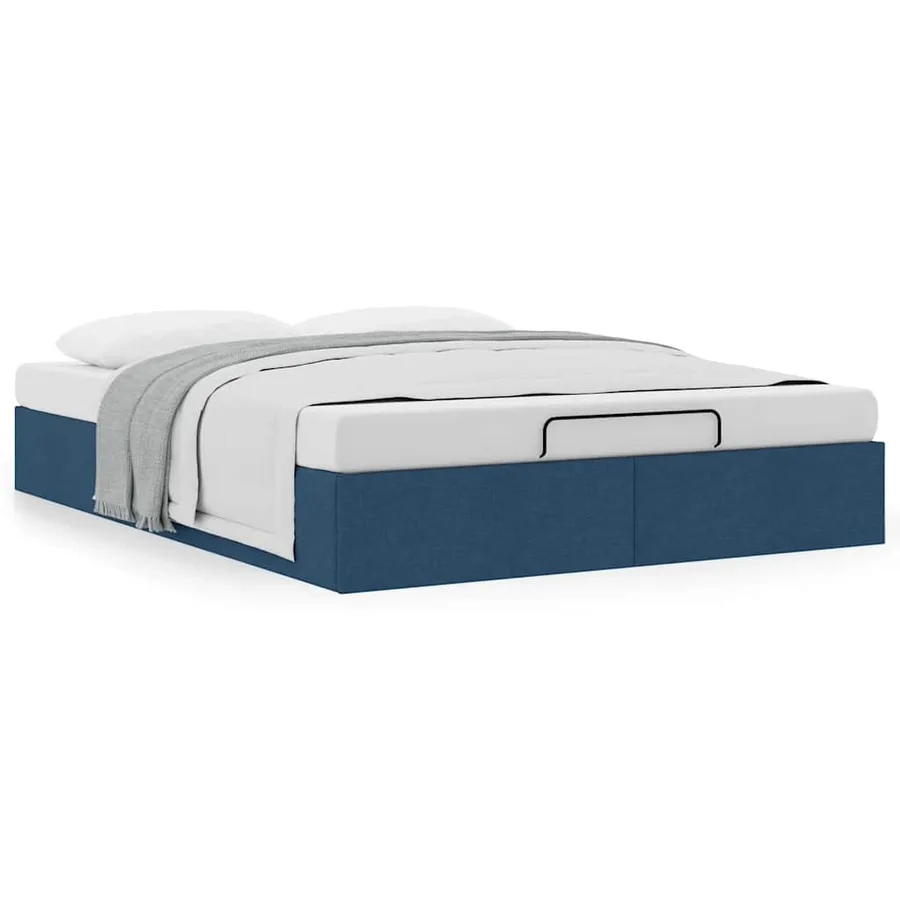 Cadre de lit ottoman sans matelas bleu 140x190 cm tissu - 4