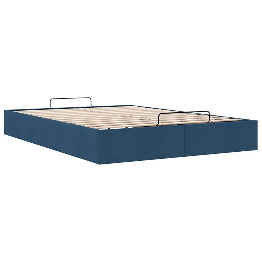 Cadre de lit ottoman sans matelas bleu 140x190 cm tissu - 6
