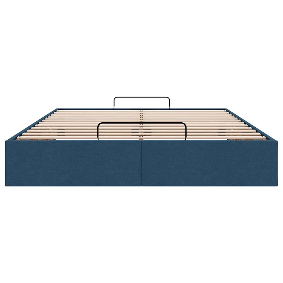 Cadre de lit ottoman sans matelas bleu 140x190 cm tissu - 7