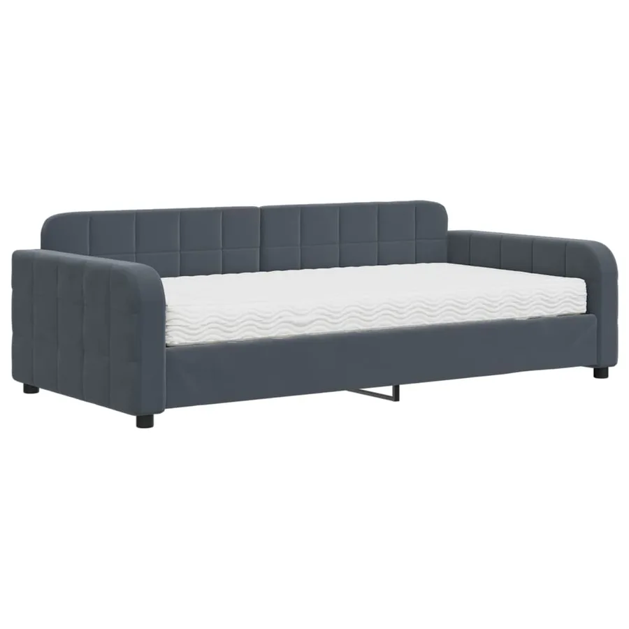 Lit de jour avec matelas gris foncé 100x200 cm velours - 2