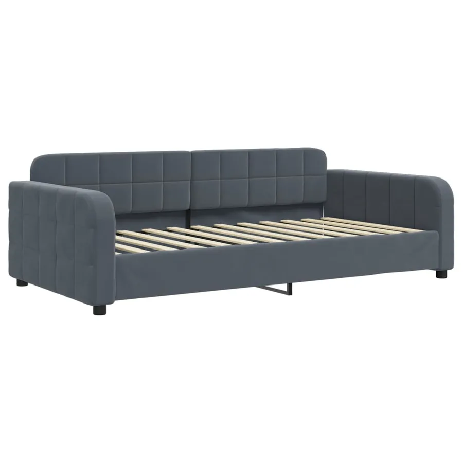 Lit de jour avec matelas gris foncé 100x200 cm velours - 3