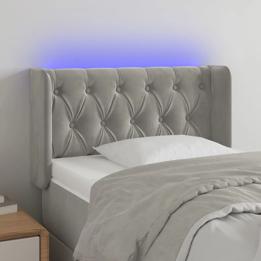 Tête de lit à LED Gris clair 83x16x78/88 cm Velours