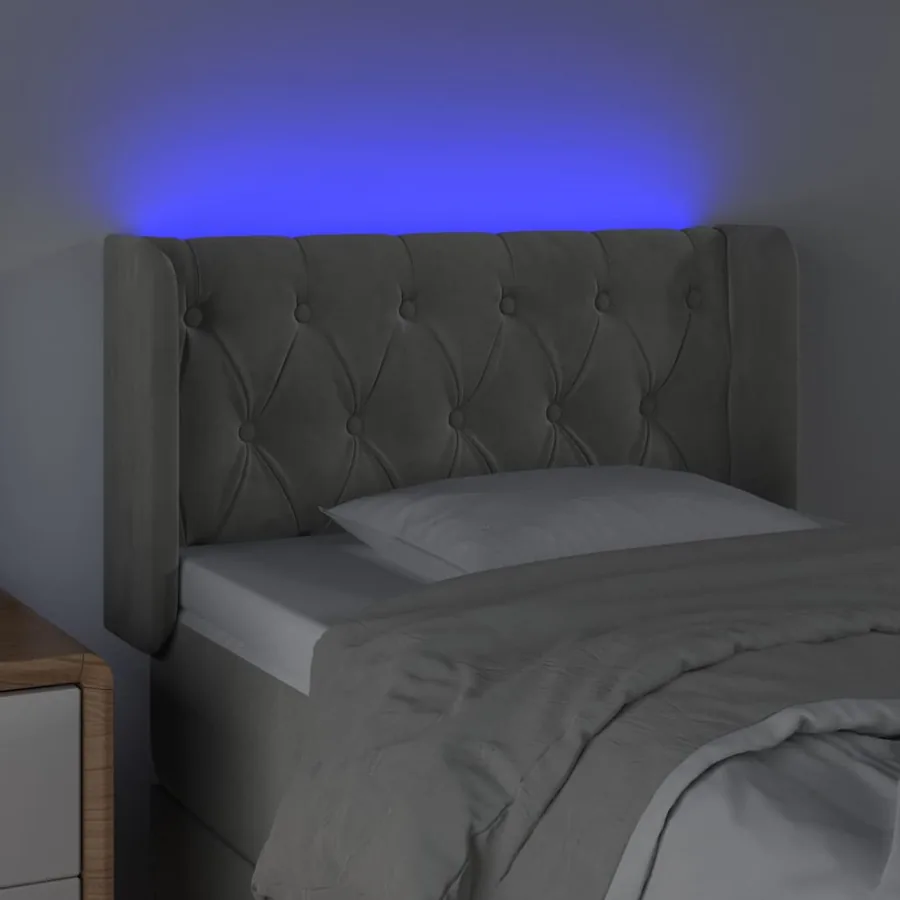 Tête de lit à LED Gris clair 83x16x78/88 cm Velours - 4