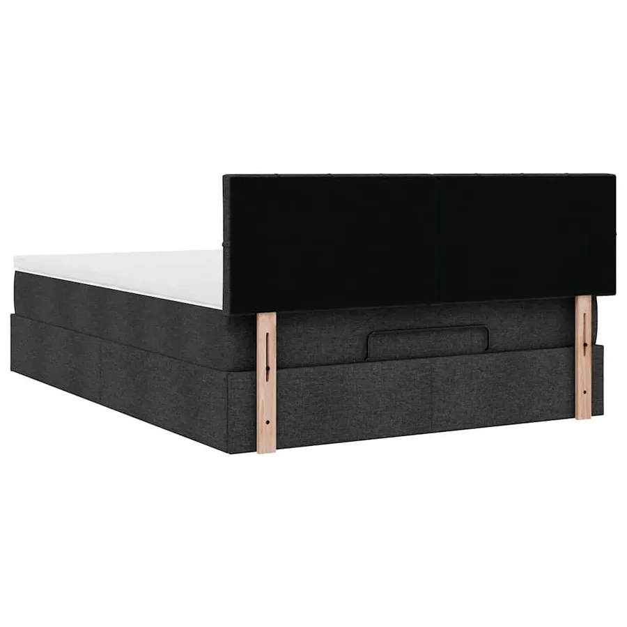 Lit ottoman avec matelas noir 140x190 cm tissu - 11