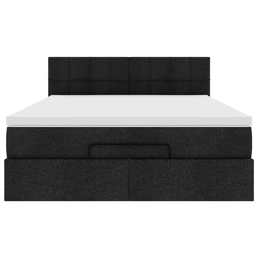 Lit ottoman avec matelas noir 140x190 cm tissu - 7