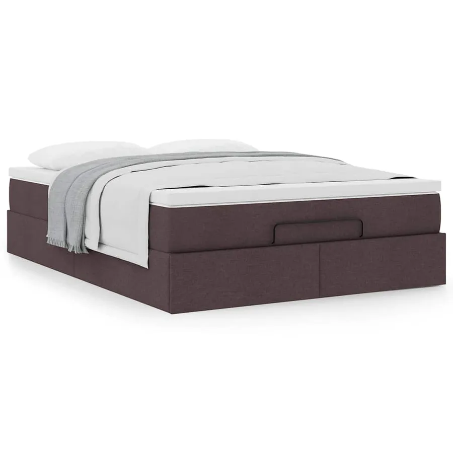 Cadre de lit ottoman avec matelas marron foncé 140x190 cm tissu - 4