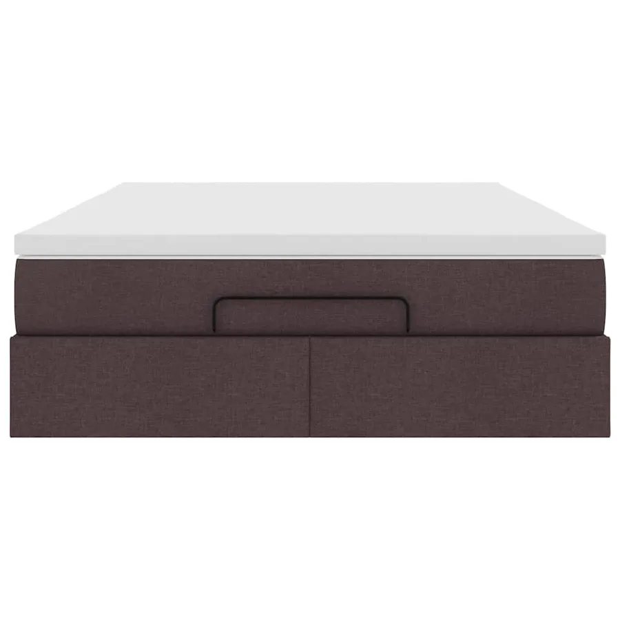 Cadre de lit ottoman avec matelas marron foncé 140x190 cm tissu - 7