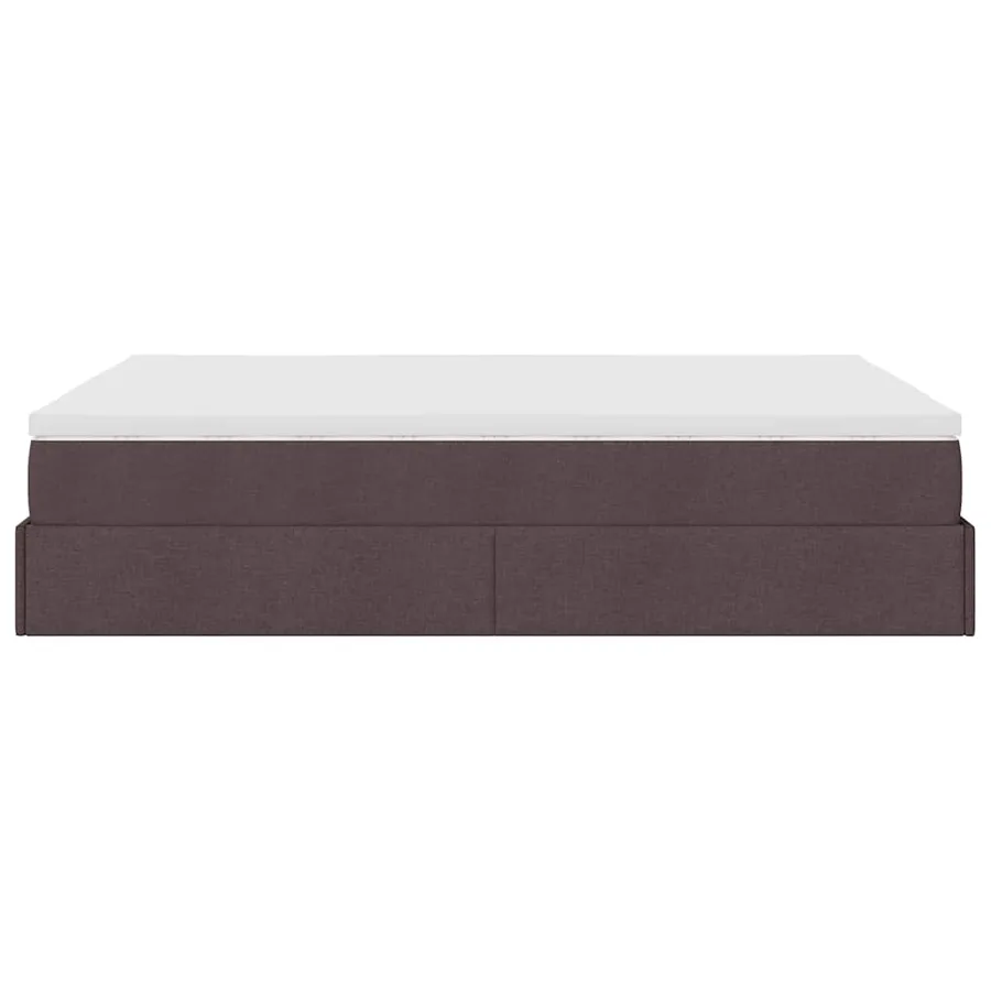 Cadre de lit ottoman avec matelas marron foncé 140x190 cm tissu - 9