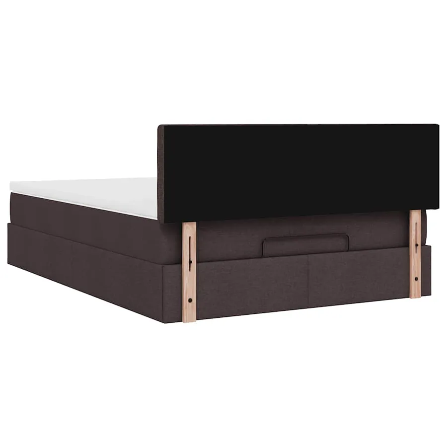 Lit ottoman avec matelas marron foncé 140x190 cm tissu - 11